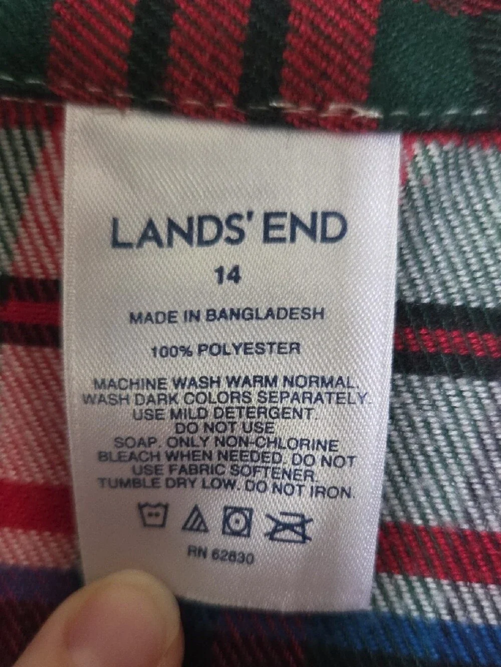 Lands' End Winter Plaid Kids Two-Piece Pajama Set